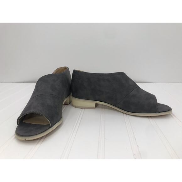 Journee Collection Gray Open Toe D'Orsay Stacked Heel Slip On Shoe Size 7 - Picture 5 of 9